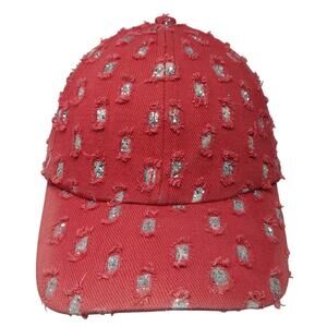 Something Special Strapback Baseball Cap Red One Size Distressed Silver Spots
